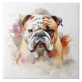 English Bulldog Waterverf Portret Tegeltje