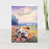 English Bulldog Wildflowers Miss You Kaart (Voorkant)