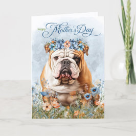 English Bulldog Wildflowers Mother's Day Feestdagen Kaart