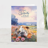 English Bulldog with Wildflowers Pet Sympathy Kaart (Voorkant)