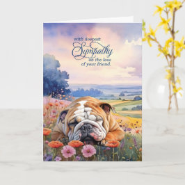 English Bulldog with Wildflowers Pet Sympathy Kaart