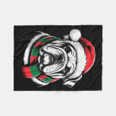 English Bulldog Xmas Santa Hat F Christmas Costume Fleece Deken (Voorkant (Horizontaal))