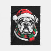 English Bulldog Xmas Santa Hat F Christmas Costume Fleece Deken (Voorkant)
