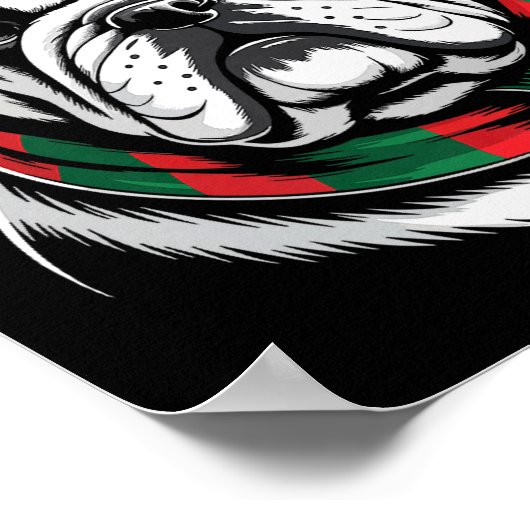 English Bulldog Xmas Santa Hat F Christmas Costume Poster (Hoek)