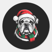 English Bulldog Xmas Santa Hat F Christmas Costume Ronde Sticker (Voorkant)