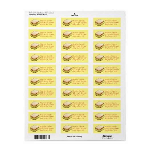 English Chip Shop Butty Sandwich Takeaway UK Food Etiket (Full Sheet)