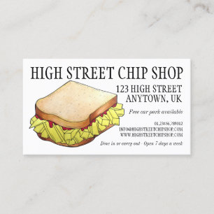 English Chip Shop Butty Sandwich Takeaway UK Food Visitekaartje