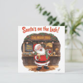 English Christmas with Santa Claus in Pub Feestdagenkaart (Staand voorkant)