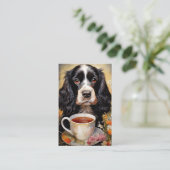 English Cocker Spaniel black white Visitekaartje (Staand voorkant)