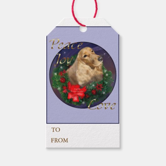 English Cocker Spaniel Christmas Cadeaulabel (Voorkant)