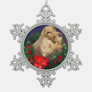English Cocker Spaniel Christmas Tin Sneeuwvlok Ornament