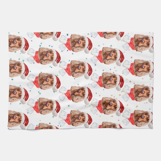 English Cocker Spaniel Dog Breed Christmas Theedoek (Horizontaal)