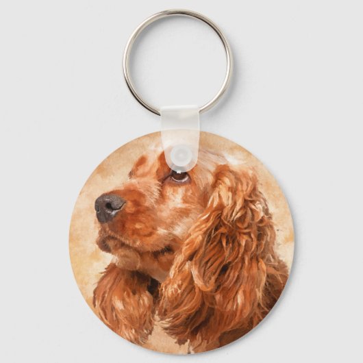 English Cocker Spaniel Dog Digital Art Sleutelhanger (Voorkant)