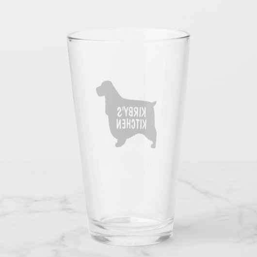 English Cocker Spaniel Dog Silhouette Personalized Glas (Achterkant)