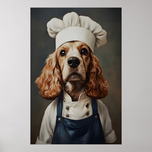 English Cocker Spaniel In Chefs Hat Poster, Pet Poster (Voorkant)