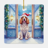 English Cocker Spaniel Nurse Station Santa Hat Keramisch Ornament (Achterkant)