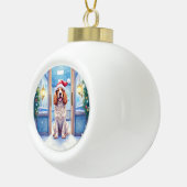 English Cocker Spaniel Nurse Station Santa Hat Keramische Bal Ornament (Rechts)