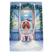English Cocker Spaniel Nurse Station Santa Hat Medium Cadeauzakje (Achterkant)
