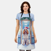 English Cocker Spaniel Nurse Station Santa Hat Schort (Gedragen)