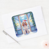 English Cocker Spaniel Nurse Station Santa Hat Vierkante Sticker (Envelop)