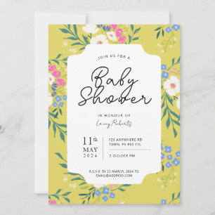 English Cottage Floral (Zesty Limoen Hot Pink) Kaart