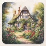 English Cottage Kartonnen Onderzetters<br><div class="desc">A Watercolour English cottage with garden</div>