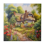 English Cottage Tegeltje<br><div class="desc">A Watercolour English cottage with garden</div>