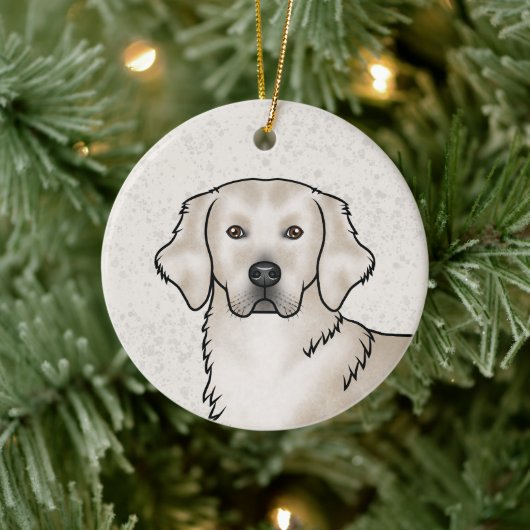 English Cream Golden Retriever Dog Custom Name Keramisch Ornament (Boom)