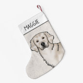 English Cream Golden Retriever Dog Custom Name Kleine Kerstsok (Achterkant (Hangend))
