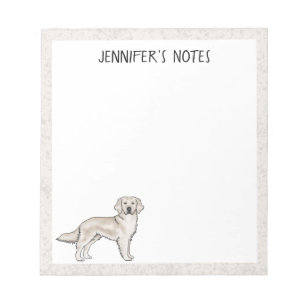 English Cream Golden Retriever Dog Custom Name Notitieblok