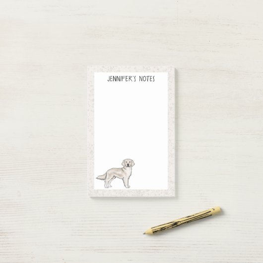 English Cream Golden Retriever Dog Custom Name Post-it® Notes (Op bureau)