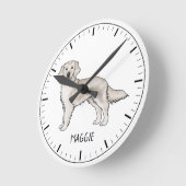 English Cream Golden Retriever Dog Custom Name Ronde Klok (Hoek)