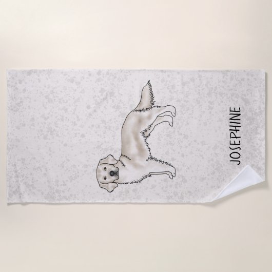 English Cream Golden Retriever Dog Custom Name Strandlaken (Voorkant)