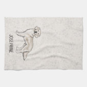 English Cream Golden Retriever Dog Custom Name Theedoek (Horizontaal)