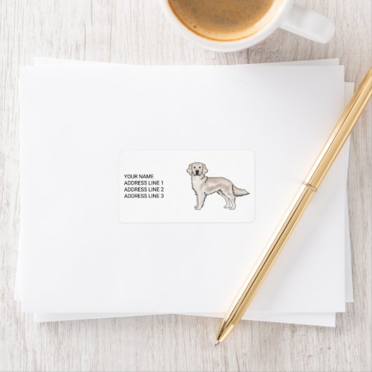 English Cream Golden Retriever Dog en aangepaste t Etiket (Insitu)