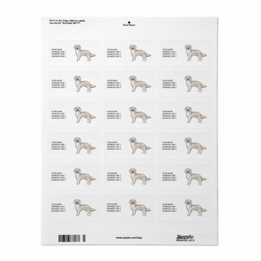 English Cream Golden Retriever Dog en aangepaste t Etiket (Full Sheet)