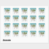 English Cream Golden Retriever Hond Blauwe Kerst Vierkante Sticker (Vel)