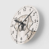 English Cream Golden Retriever Hond Hoofd Portret Ronde Klok (Hoek)