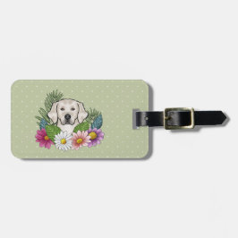 English Cream Golden Retriever Kleurrijke Bloemen Bagagelabel