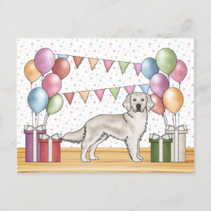 English Cream Golden Retriever Kleurrijke Verjaard Briefkaart