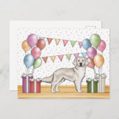 English Cream Golden Retriever Kleurrijke Verjaard Briefkaart (Voorkant / Achterkant)
