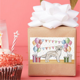English Cream Golden Retriever Kleurrijke Verjaard Rechthoekige Sticker
