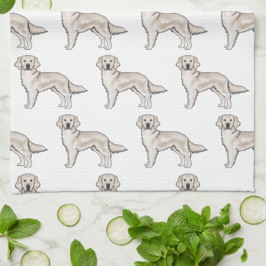 English Cream Golden Retriever Schattige hondenpat Theedoek (Gevouwen)