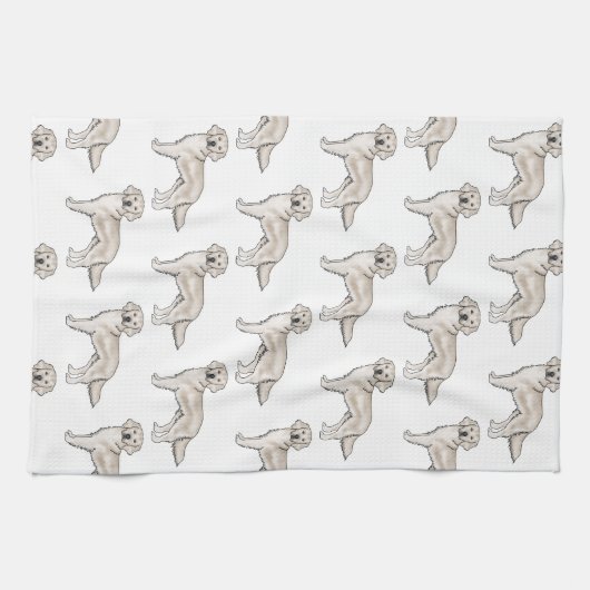 English Cream Golden Retriever Schattige hondenpat Theedoek (Horizontaal)