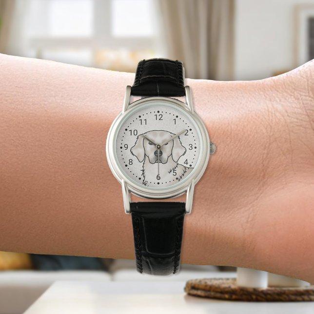 English Cream Golden Retriever Schattige hondenpor Horloge (Creator heeft geüpload)