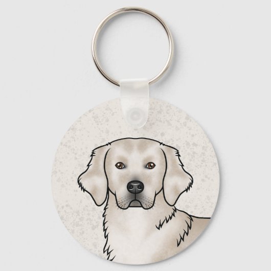 English Cream Golden Retriever Schattige hondenpor Sleutelhanger (Voorkant)