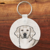 English Cream Golden Retriever Schattige hondenpor Sleutelhanger (Voorkant)