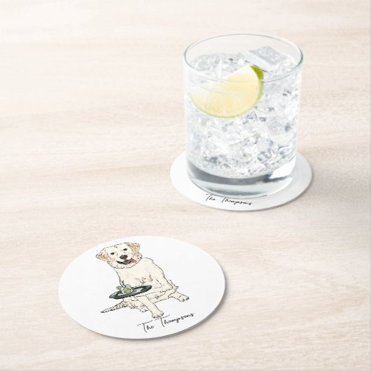 English Cream Golden Retriever  Wedding  Ronde Kartonnen Onderzetter (Insitu)