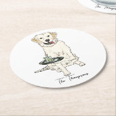 English Cream Golden Retriever  Wedding  Ronde Kartonnen Onderzetter (Gebogen)