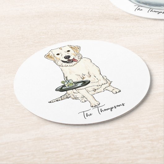 English Cream Golden Retriever  Wedding  Ronde Kartonnen Onderzetter (Gebogen)